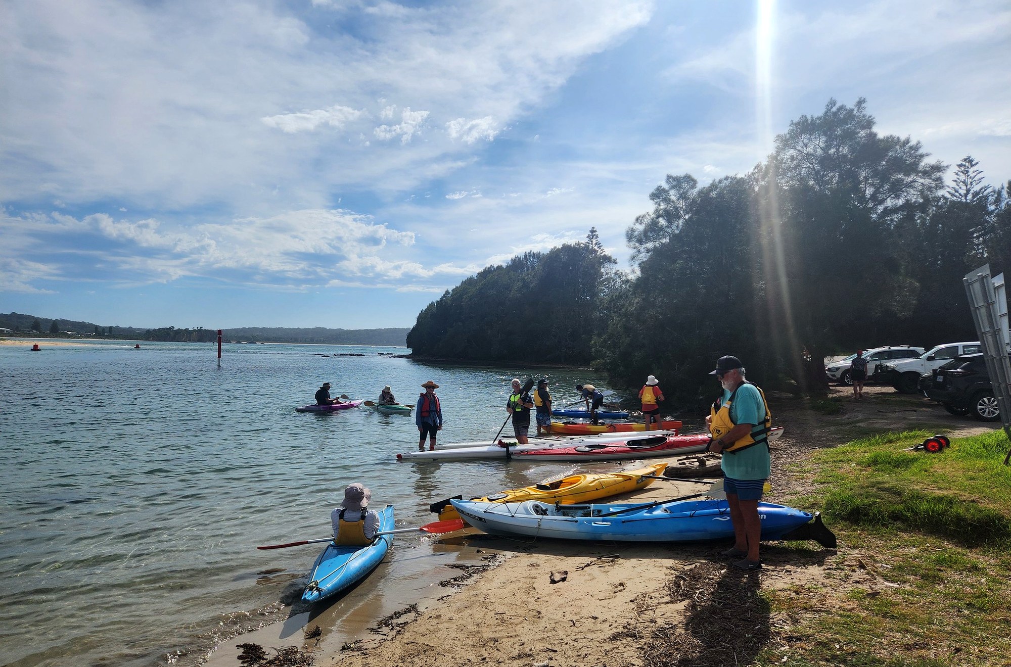 Region X members gathering for a Tuesday Social Paddle